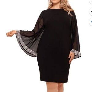 Xscape Elegant Black Sheath Dress with Silver Accents